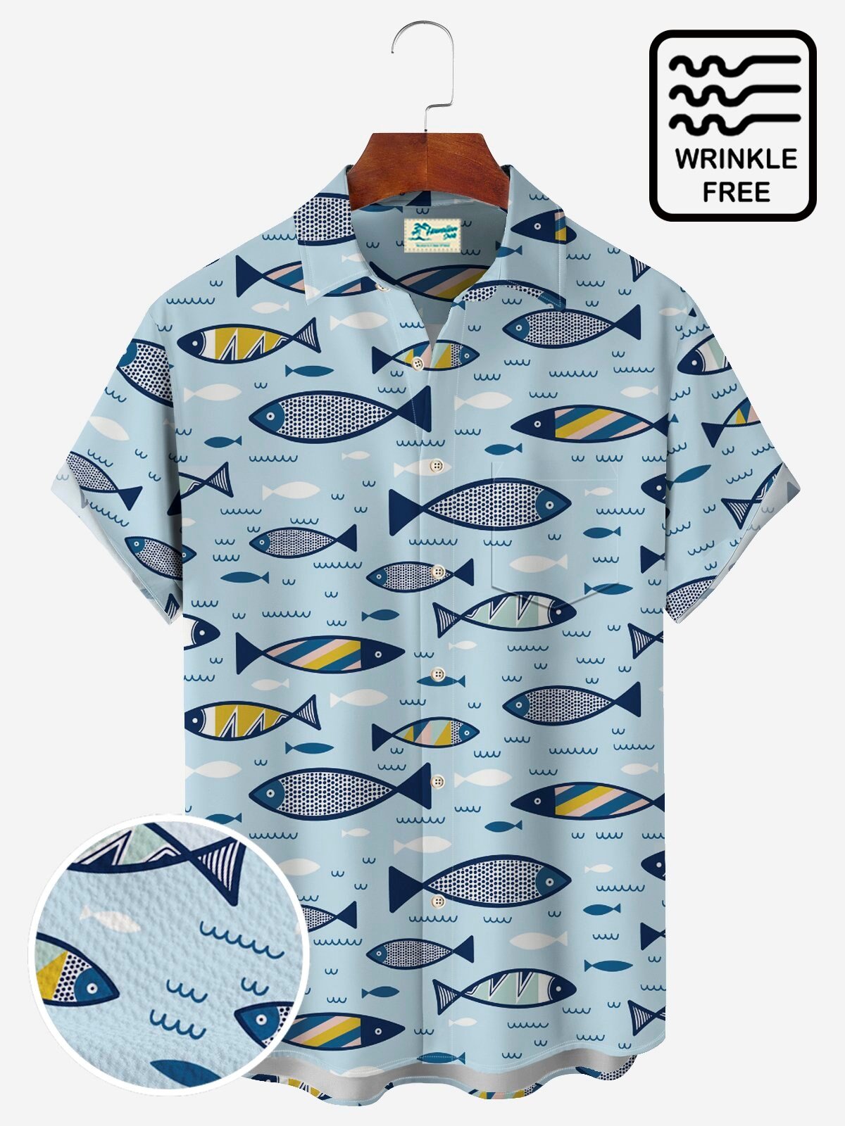Ocean Fish Animal Art Wrinkle Free Men's Hawaiian Shirt