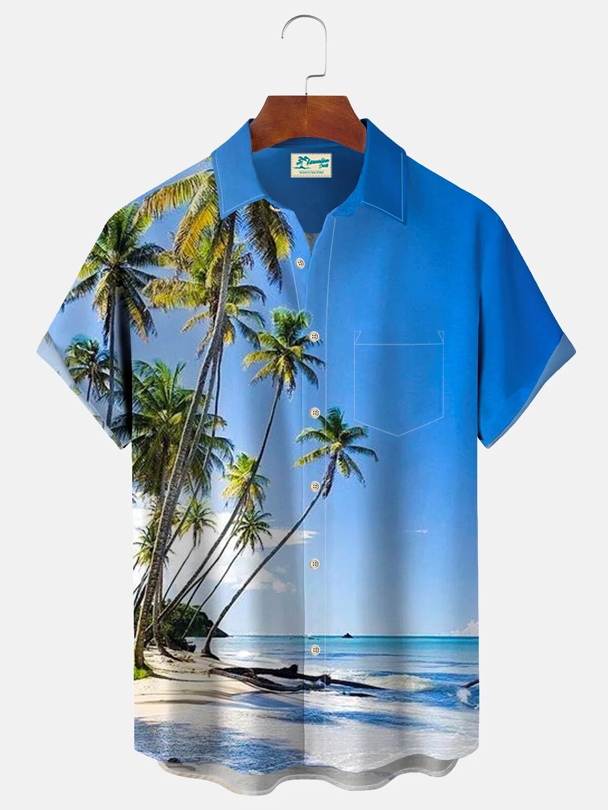 Tropical Beach Palm Tree Ocean View Men's Hawaiian Shirt