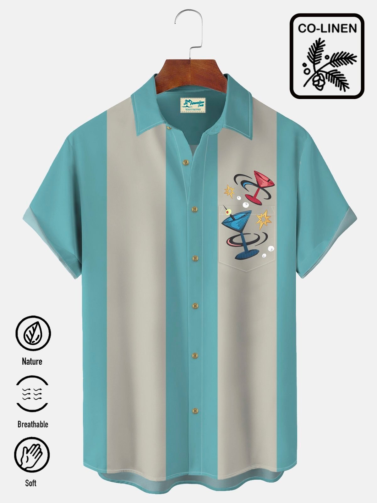 Mid-Century Cocktail Glasses Vintage Style Bowling Hawaiian Shirt
