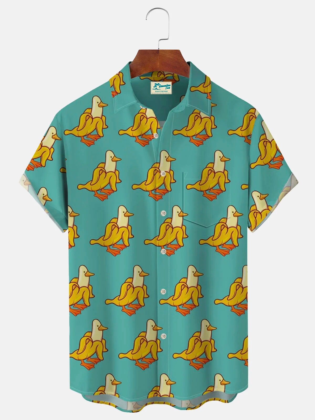Funny Banana Duck Cartoon Pattern Hawaiian Shirt for Men