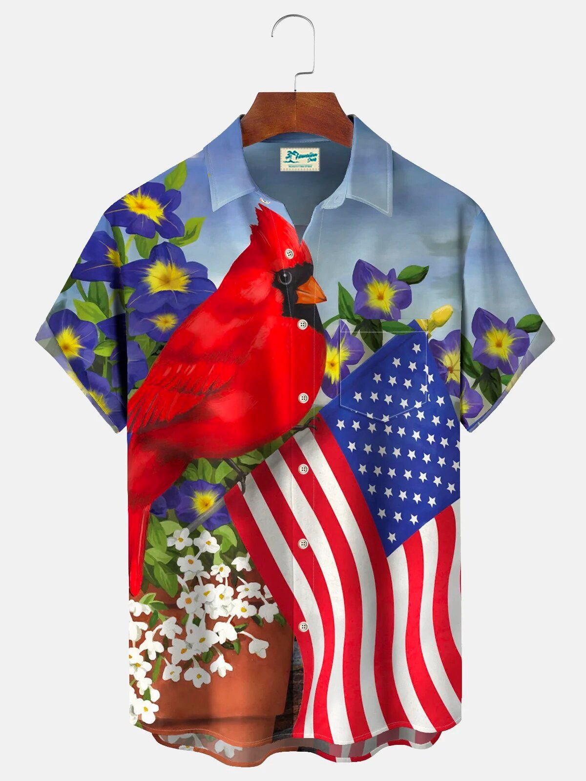 Cardinal Bird United States Flag Independence Day Hawaiian Shirt