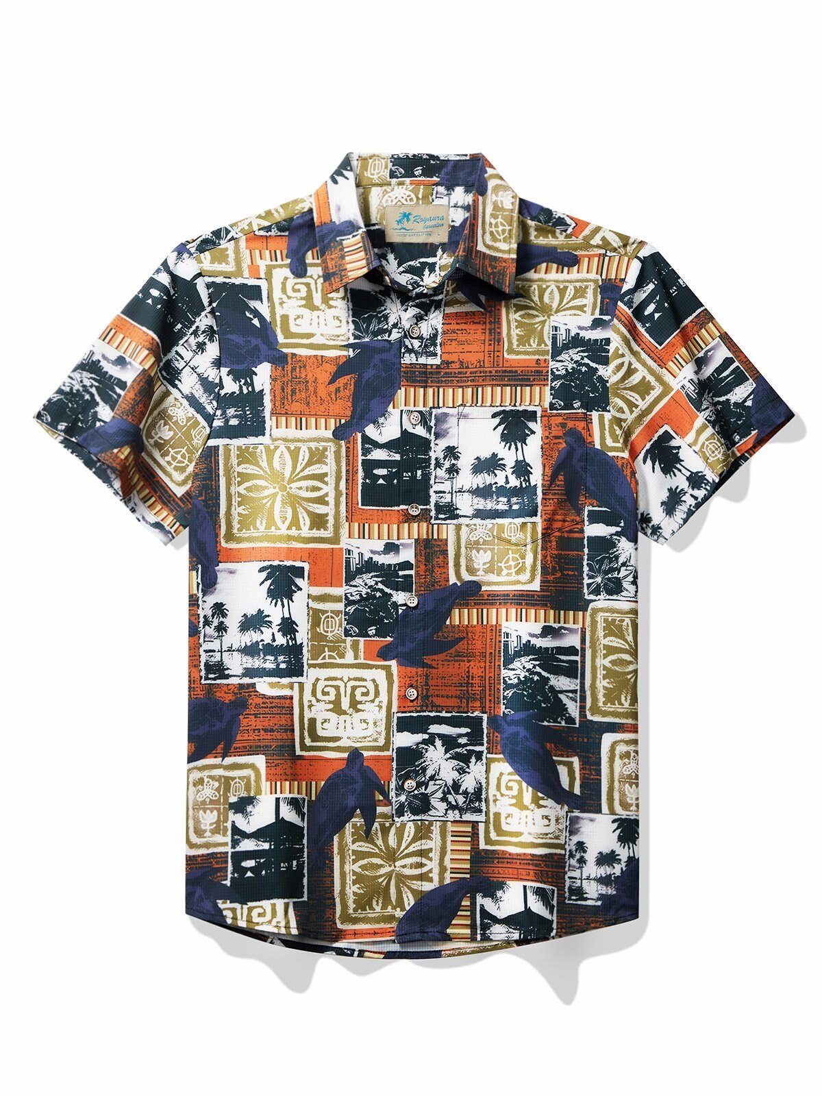 Island Sea Turtle Tapa Geometric Art Hawaiian Shirt for Men