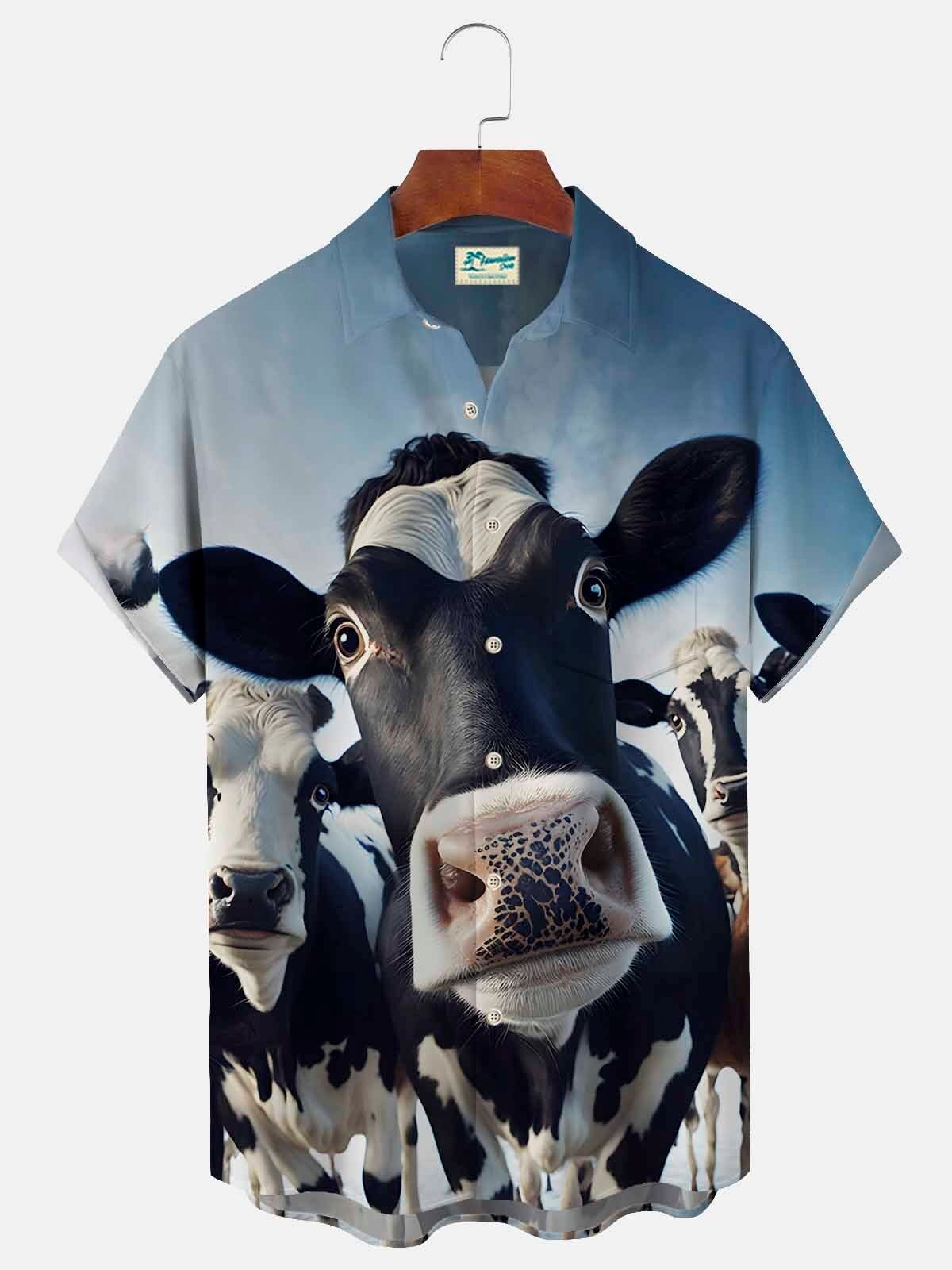 Funny Cow Face Print Men's Hawaiian Shirt