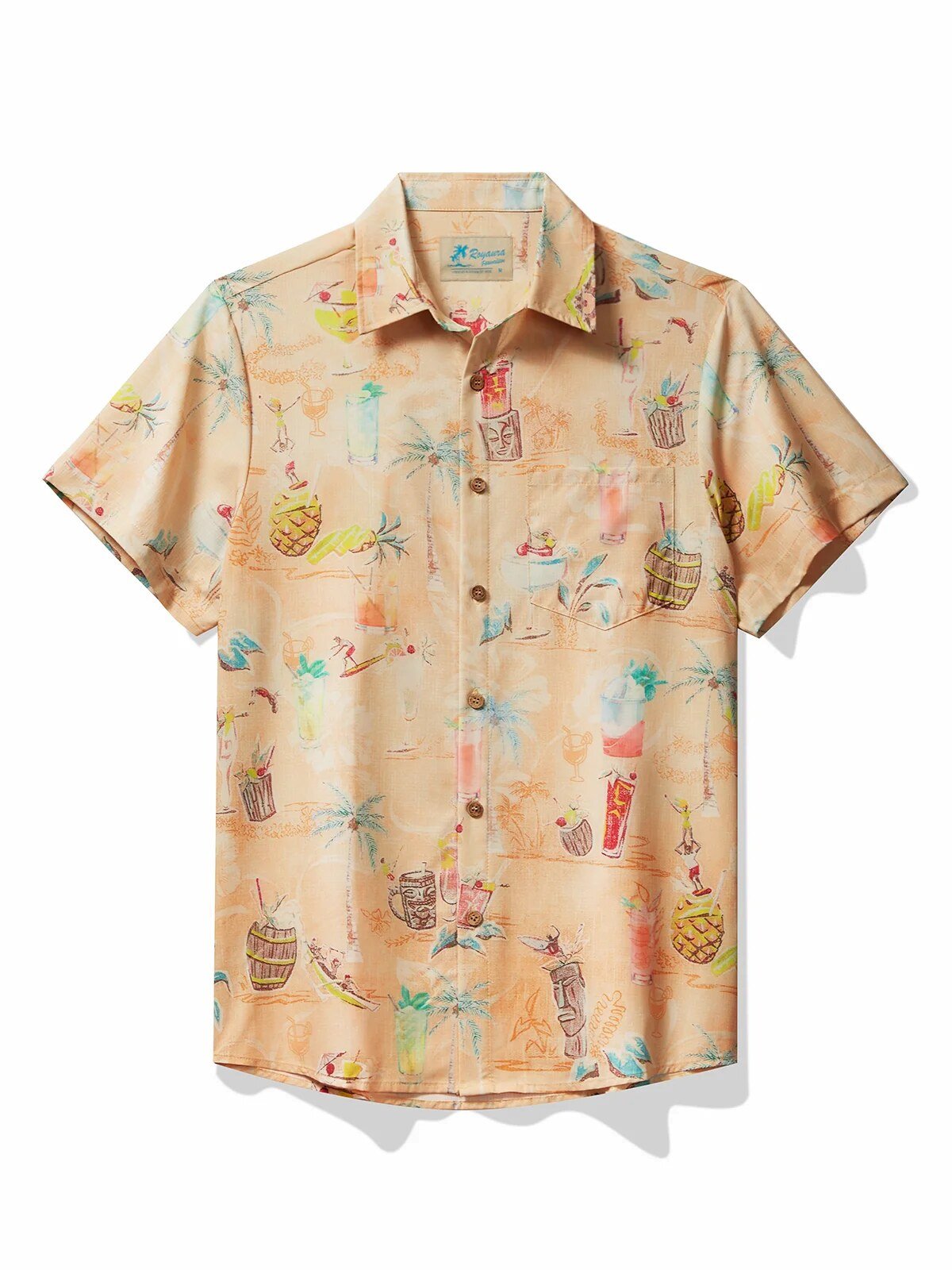 Tropical Cocktail Print Beach Vacation Men's Hawaiian Shirt