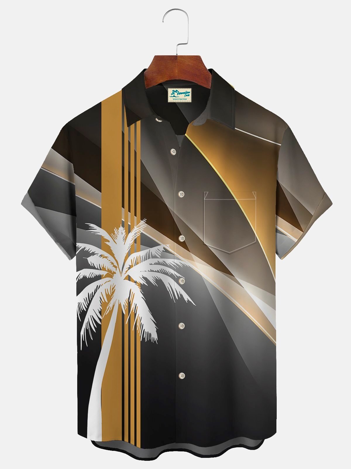 Vintage Bowling Coconut Tree Print Beach Men's Hawaiian Shirt
