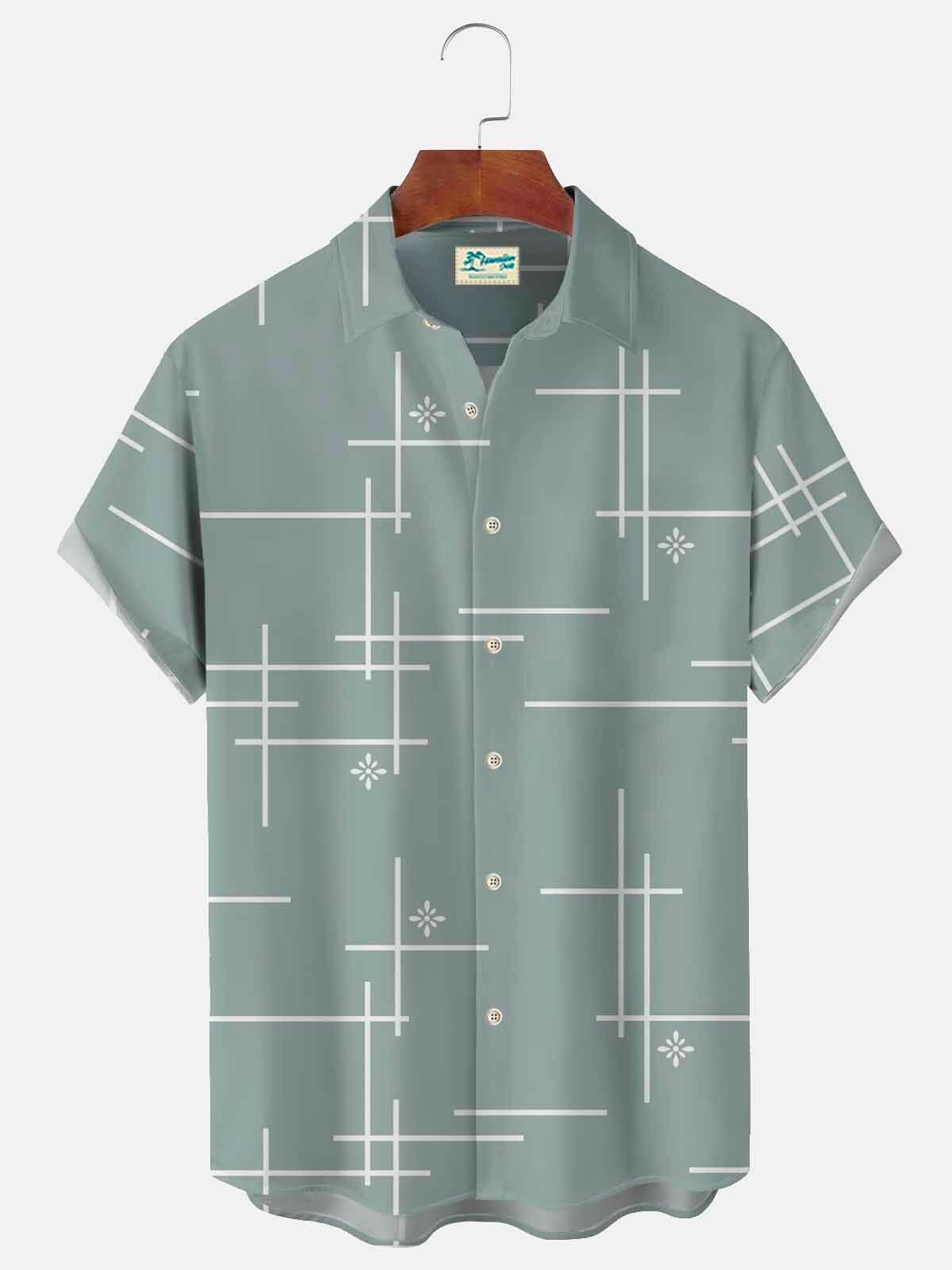 Mid Century Modern Geometric Pattern Men's Hawaiian Shirt